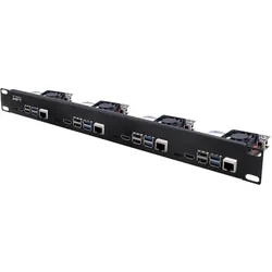 WaveShare 1U Rack Kit für Raspberry Pi 4, 19 Rackmount, bis zu 4 Einheiten, Entwicklungsboard Zubehör, Mehrfarbig