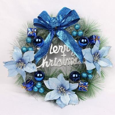 Youfap Market Pink Artificial Christmas Pine Wreath Pendant For Home, Party And Window Decoration blue