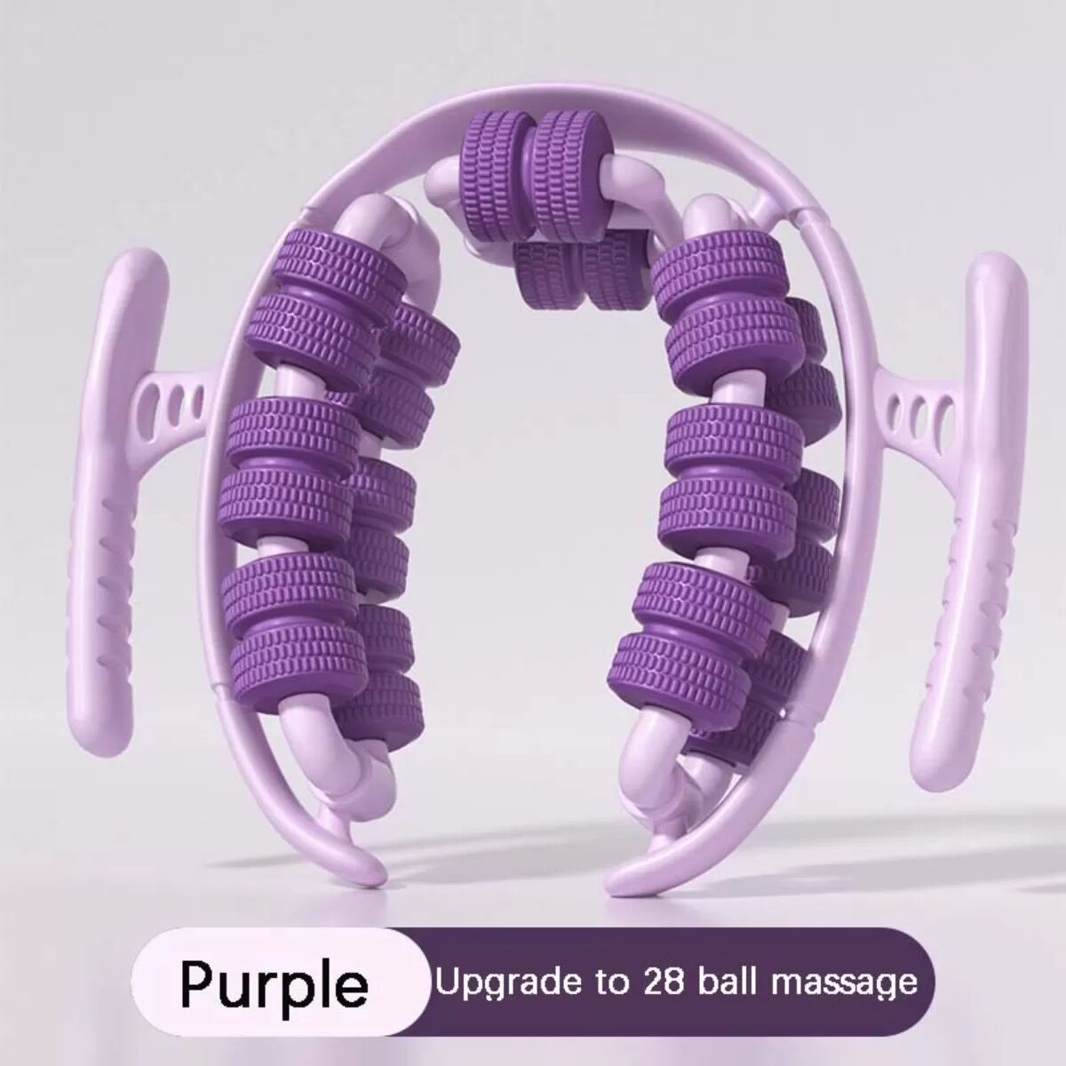 INF Anneau masseur de jambe 28 rouleaux - 6 axes 360° enveloppant pour cuisses et mollets avec poignée ergonomique Violet