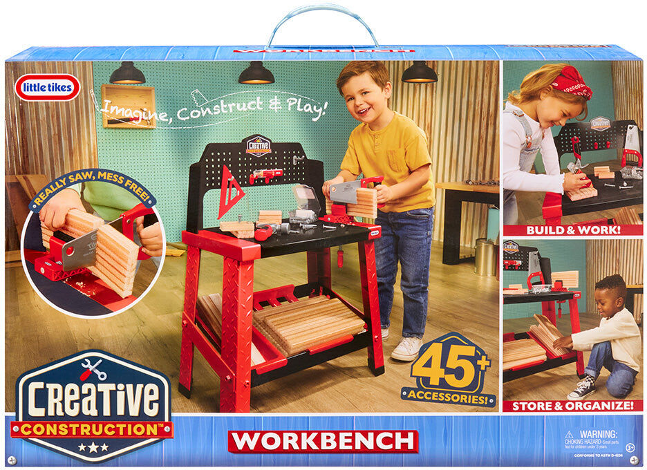 Little Tikes Creative Construction Workbench with 15+ Accessories for Kids