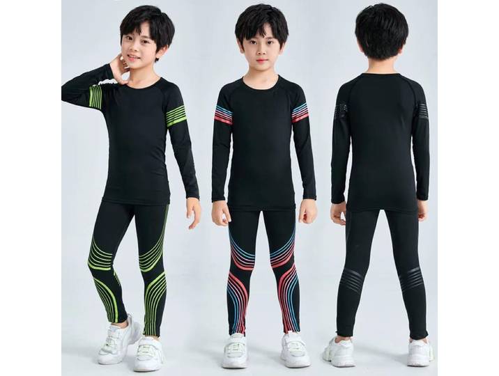 Enfants ensemble de course enfants garçon fille hommes femmes Fitness basket-ball Football Sport randonnée ski sous-vêtement thermique costume survêtement 04