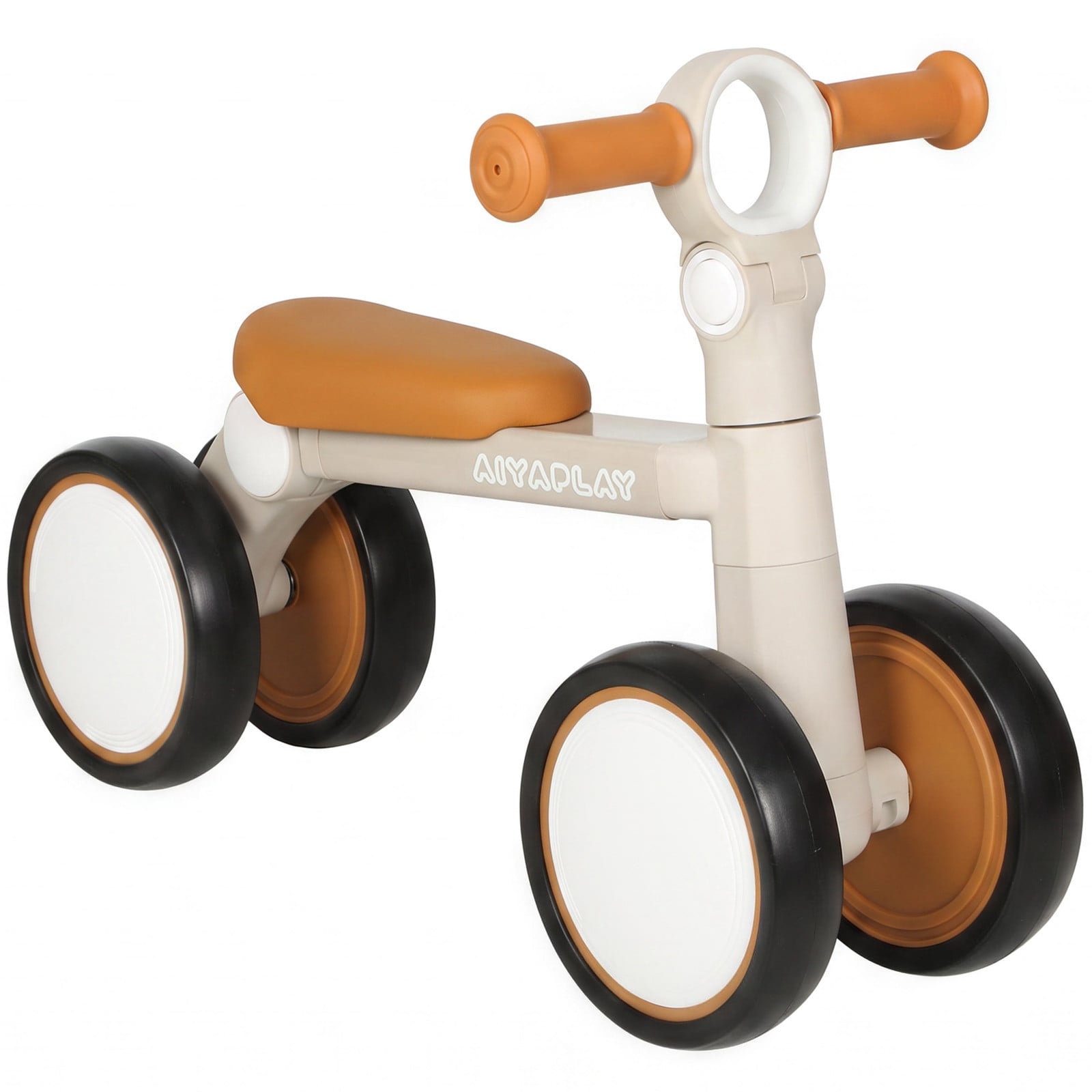 AIYAPLAY Kinderloopfiets inklapbaar en licht met EVA-wielen, verstelbare zitting, aluminium frame, crèmewit