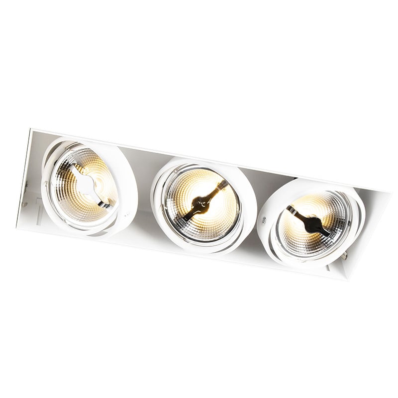 Qazqa Inbouwspot wit AR111 trimless 3-lichts verstelbaar