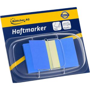 Böttcher-AG Haftmarker Premium transparent, Folie, extra starke Haftung, beschriftbar, 50 Streifen, blau