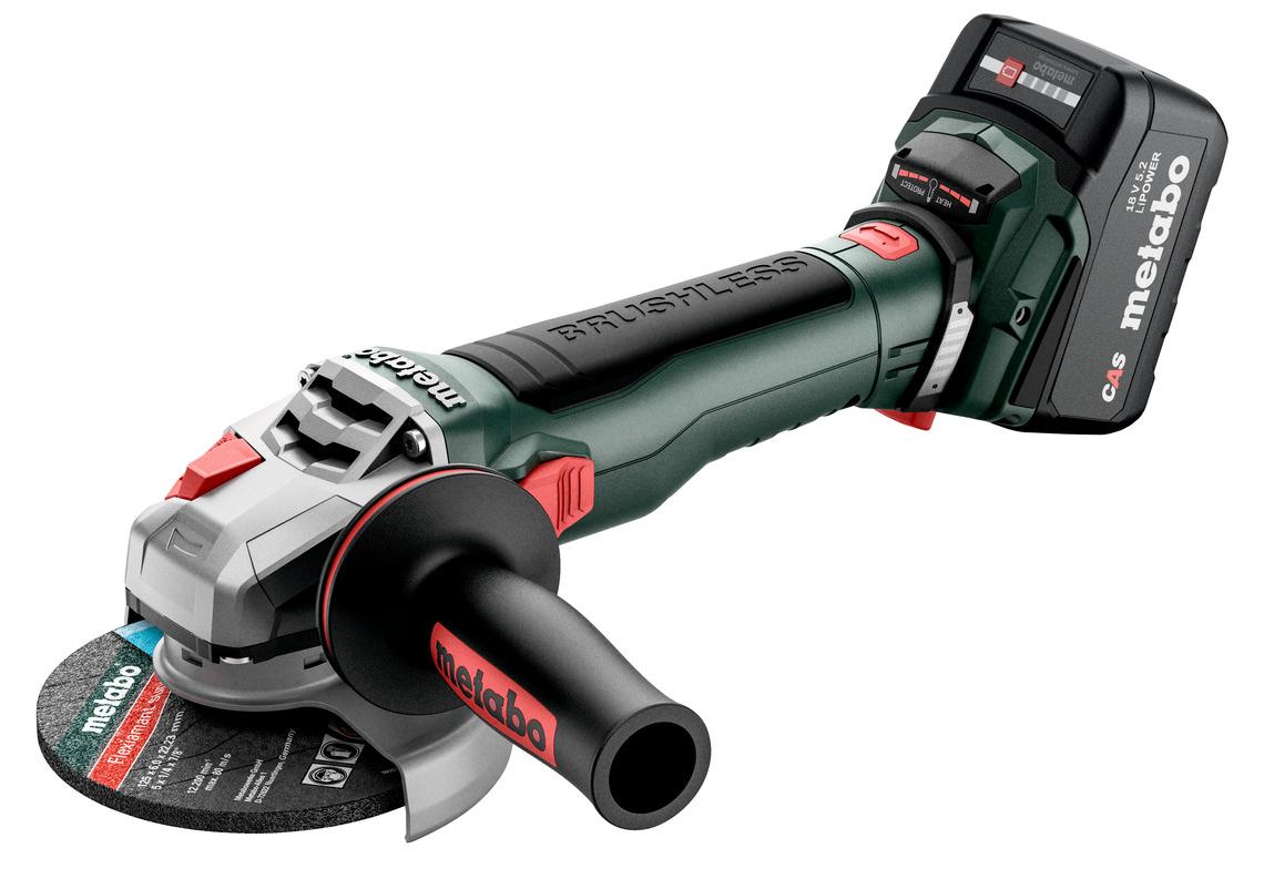 Metabo 613054650, 10000 RPM, 12,5 cm, Akku, 5,2 Ah, 2,5 kg, Bürstenloser Motor