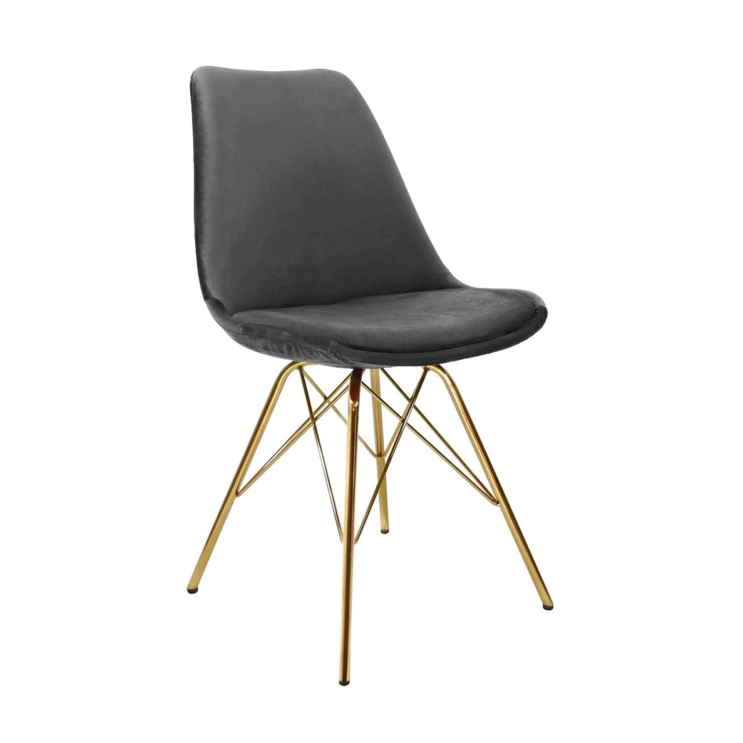Kick Collection Velvet Kuipstoel - Donkergrijs met Goud Frame