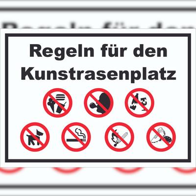 HB-Druck Schild Regeln Kunstrasenplatz A6 Rückseite selbstklebend