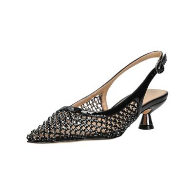 Slingpumps ALMA EN PENA "ALMA EN PENA Pumps Lederimitat/Textil", Damen, Gr. 38, schwarz, Lederimitat, Textil, Schuhe Slingpumps