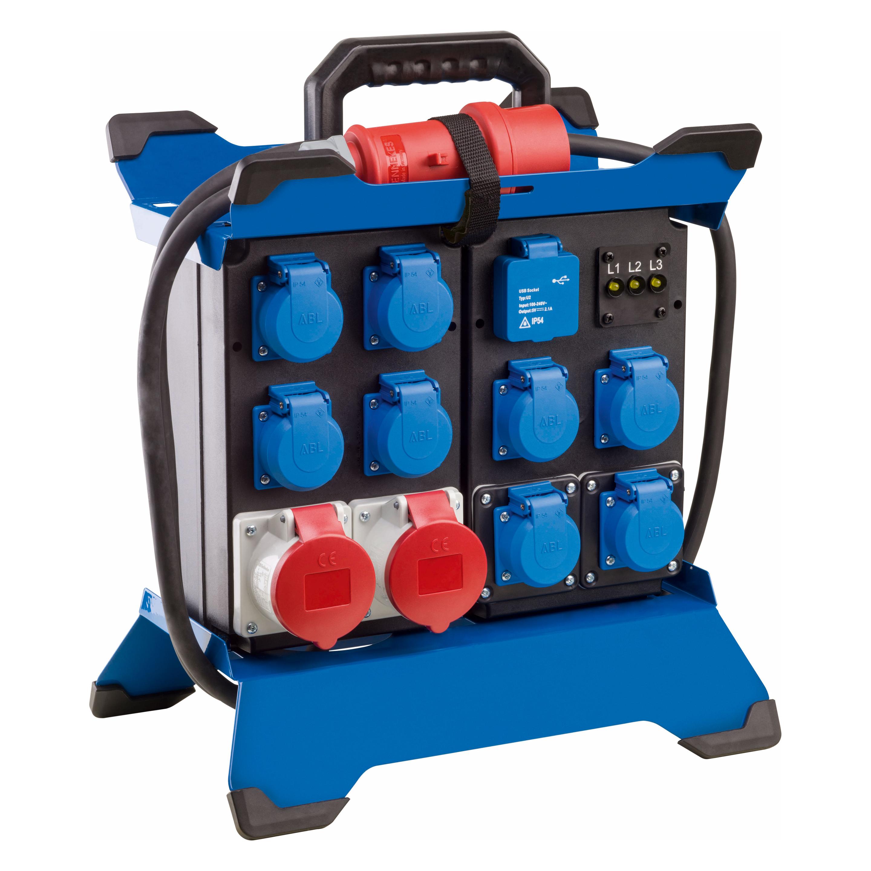 As - Schwabe Mobiler CEE Stromverteiler (12x, CEE 7/3, CEE 7/4, USB-A, USB-C) (60932)