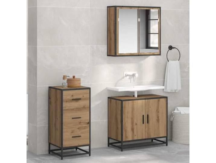 Jkghdrt Sideboard aus Holzwerkstoff Artisan-Eiche 35,5 x 35 x 76 cm modern Innenbereich, Holzwerkstoff, Artisan-Eiche, rechteckig, minimalistisch, viel Stauraum, einfache Montage
