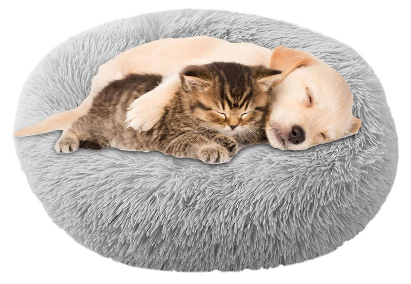 Wasbaar rond pluche donut hondenbed van 90 cm