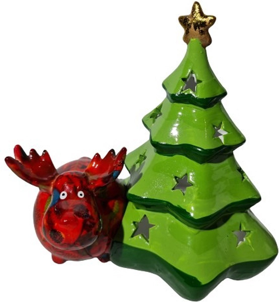 Pomme Pidou Theelichthouder Rendier Randolph A, Keramiek, B/D/H: 18 x 18 x 13 cm