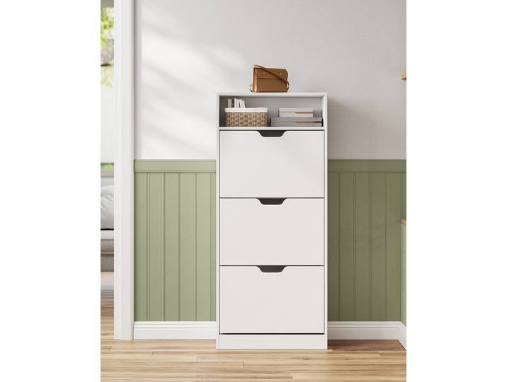 home24 Schoenenkast met diepdeur Tiassa 139cm wit