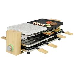 Princess Pure 8 Raclette Antihaftbeschichtung, 8 Pfännchen Schwarz, Stein, Bambus 01.162955.01.001