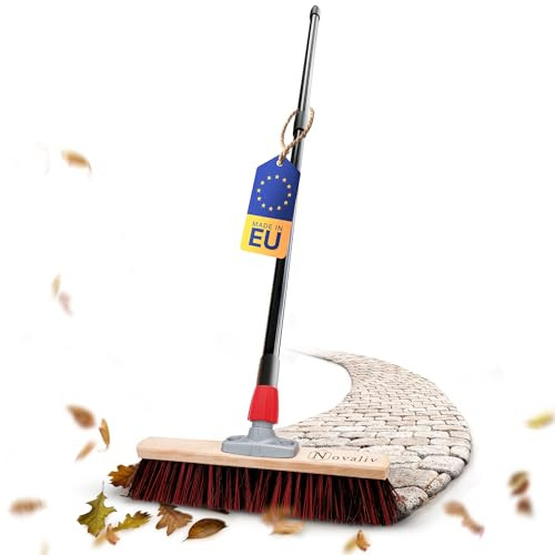 Novaliv Straatbezem met uitschuifbare steel, Arenga-elaston, zwart-rood, breedte: 40 cm