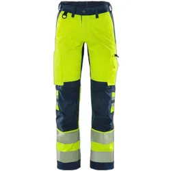 Fristads, Arbeitshose, High Vis Stretch-Hose Klasse 2 2712 PLU Grösse D96 Warnschutz-Gelb/Marine (96)