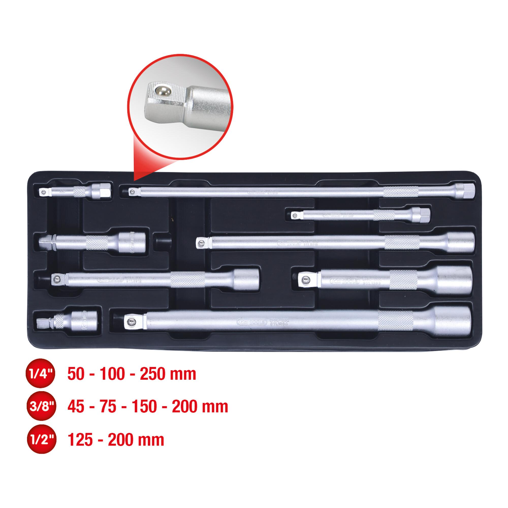 KS Tools Kipp-Verlängerungs-Satz aus Chrom-Vanadium-Stahl 9-teilig, 9110009 (911.0009)