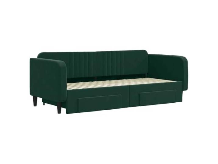 KTHLBRH Ausziehbares Schlafsofa dunkelgrün Samt 90 x 200 cm 2 Schubladen aus Holz und Metall, modernes Design, für Gäste