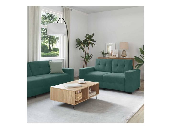 vidaXL Sofa vidaXL 2-teiliges Sofa-Set mit Kissen, dunkelgrüner Samt