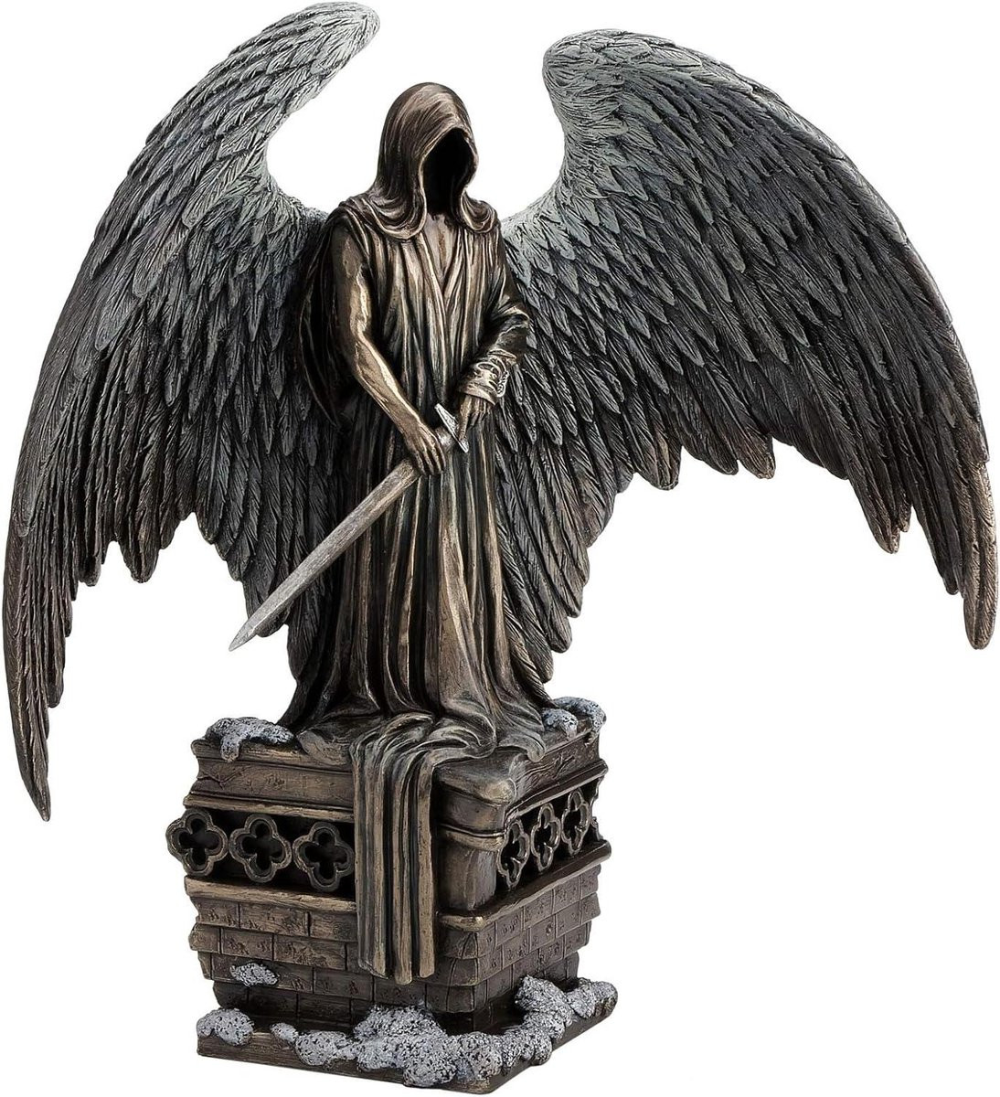 Beschermengel sculptuur - Decoratief beeld in bronskleur - Hoogte: 36 cm