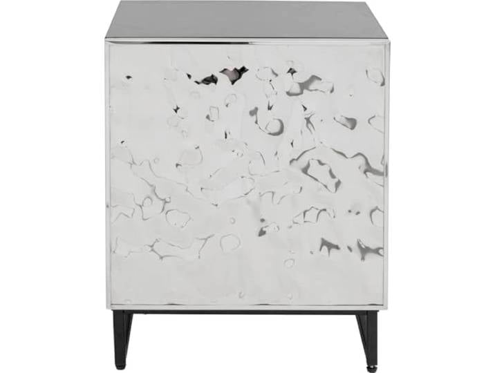 Kare Design Kommode Carino, Silber/Schwarz, Chrom-Finish, 50x40x39 cm, Tür, Push-to-Open, Nachttisch, Ablagetisch, Schlafzimmer