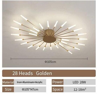 Uplift Picks Nordic Flower LED Ceiling Light Modern Sputnik Chandelier gold (28 Head) dimmable With Remote