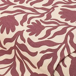 Sweatstoff "Blumen", natur/bordeaux