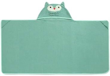 Delta Children Kids Hooded Bath Towel with Pockets - Super Soft and Absorbent- Light Teal Owl