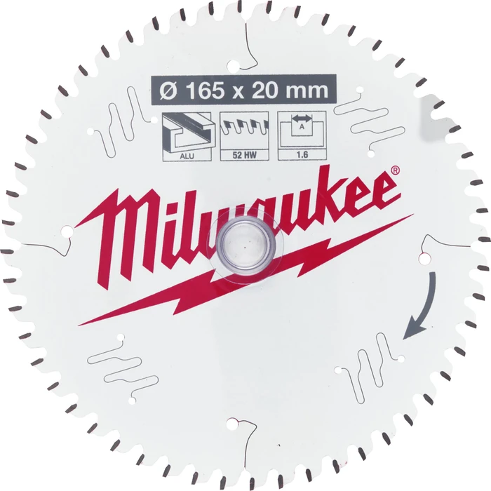 Milwaukee 4932479087 Kreissägeblatt, Kunststoff, Durchmesser 165 m/m, Bohrung 20 - 52 Zähne (4932479087)