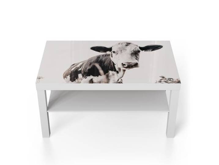 DEQORI Glastisch weiß groß 90x50 cm Motiv Ländliche Abendstimmung ausgefallener Beistelltisch aus Glas Hochglanz Couchtisch fürs Wohnzimmer moderner Couch Tisch mit Design