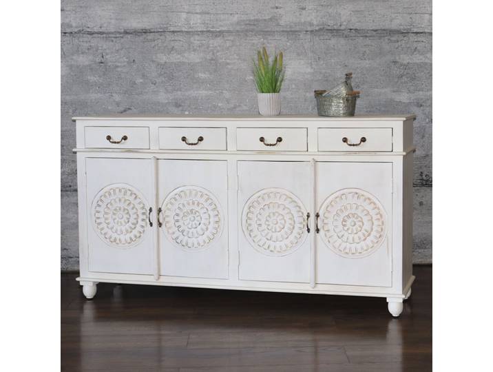 Sideboard Shabby Chic BLATO weiß Vintage XXL Kommode massiv 180cm