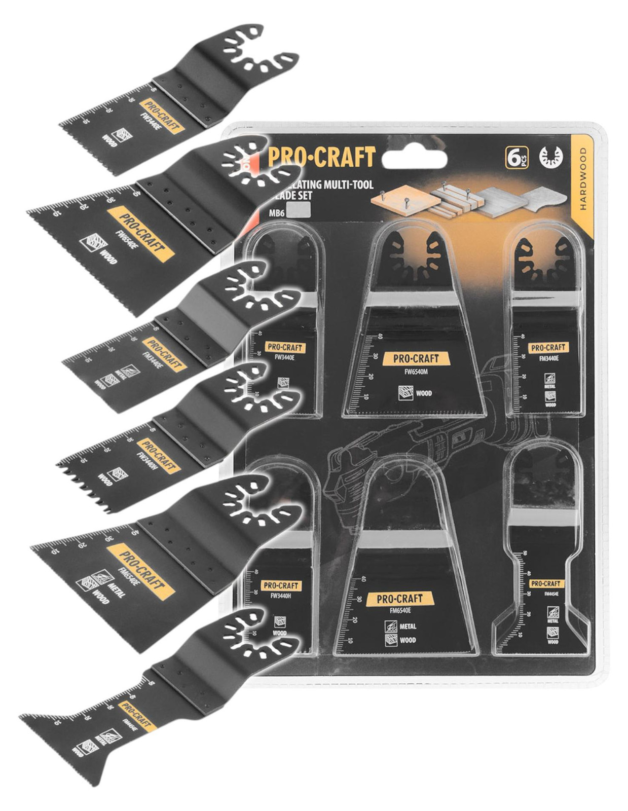Procraft MB8 universele accessoire-set, 8-delig, voor oscillerende multifunctionele gereedschappen