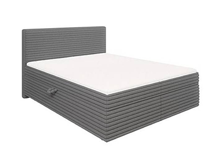 S-Style Möbel Bett 160 x 200 cm Boxspringbett Doppelbett Mit Topper 2 Bettkästen Matratze Mittelfest Plüschcord Schaumstoff Bonellfeder Neo Dunkelgrau