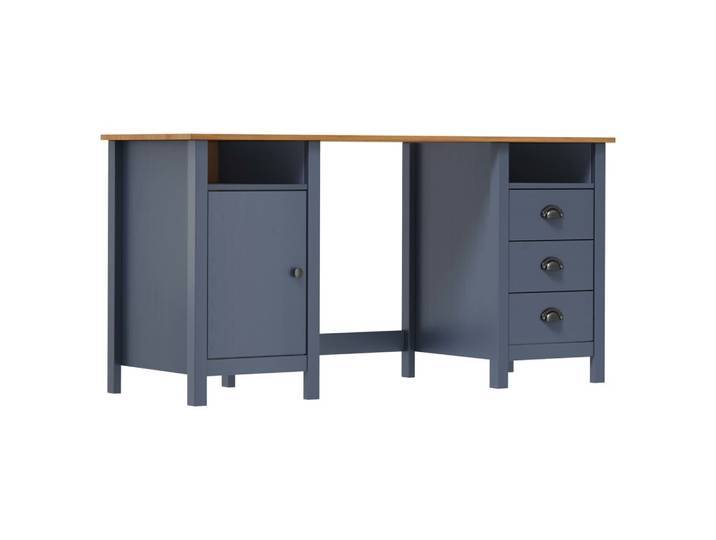 vidaXL Schreibtisch Hill Grau 150x50x74 cm Massivholz Kiefer