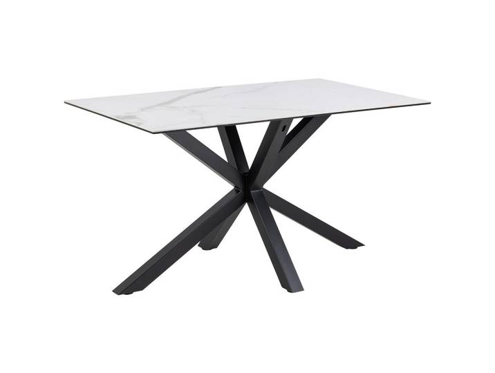 Mid.you Esstisch, Schwarz, Weiß, Keramik, Metall, rechteckig, eckig, X-Form, 80x76x135 cm, Esszimmer, Tische, Esstische, Esstische Keramik
