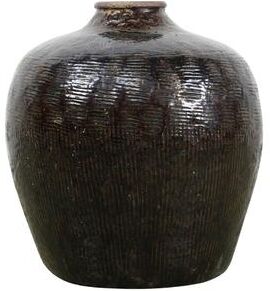 Artissance 21 in. Tall Glazed Dark Brown Ceramic Vintage Wine Jar (Size & Finish Vary)