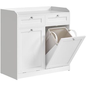 Vasagle Badschrank BBC751W01, weiß, mit 2 Wäschekörben & 2 Schubladen, (B/H/T) 78,9 x 80,2 x 40 cm