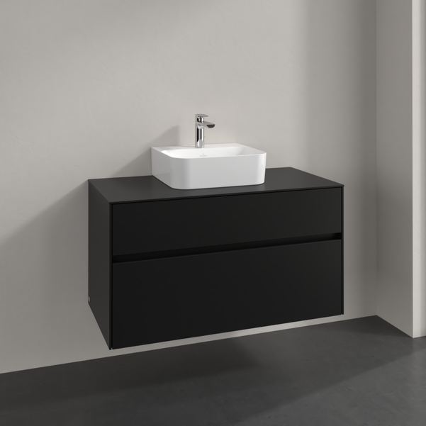 Villeroy und Boch Collaro Waschtischunterschrank C09400VL 100x54,8x50cm, Waschtisch mittig, volcano black