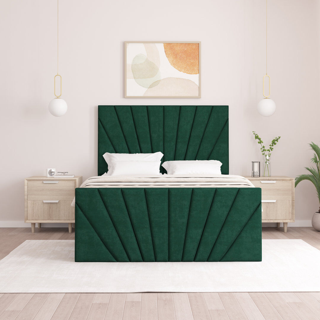 Brayden Studio Odolo Upholstered Ottoman Storage Bed Emerald Single (3')