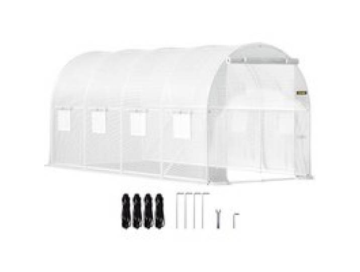 VEVOR Gewächshaus 4,6x2,1x2,1m Frühbeet Foliengewächshaus Verzinkter Stahlrahmen und PE Abdeckung Treibhaus Wasserdicht und UV-beständig Tomatengewächshaus Ideal für Anbau von Gemüse Blumen