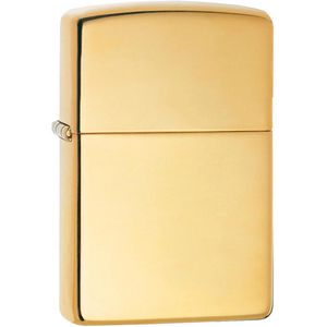Zippo Feuerzeug Brass High Polished 254, Sturmfeuerzeug, mit Benzin nachfüllbar, gold