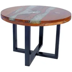 Décoshop26 - Beistelltisch im rustikalen Design aus Teakharz 60 cm Durchmesser mehrfarbig DEC040182