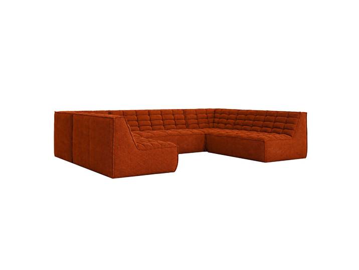 Kaiser Möbel Ecksofa U XL Modulares U-Form, Plüschstoff Pop, Kupfer, Lazy U XL, Kupferfarben, Holz, 346x76x253 cm, Wohnzimmer, Sofas & Couches, Wohnlandschaften, Wohnlandschaften in U-Form