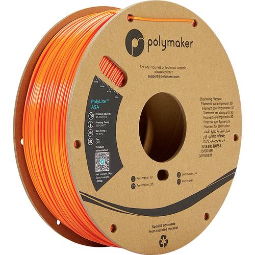 Polymaker PF01007 Orange Filament ASA UV-beständig, witterungsbeständig, hitzebeständig, schlagfest 1.75mm 1000g Orange PolyLite