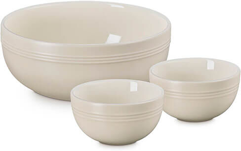 Le Creuset Stoneware Serenity Brioche Set of 3 Coupe Serving Bowls