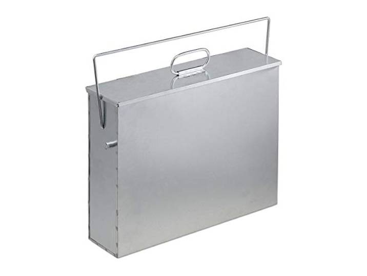 Relaxdays asemmer met deksel, kolenemmer, 10 liter, verzinkt staal, as emmer voor open haard, barbecue, kachel, zilver