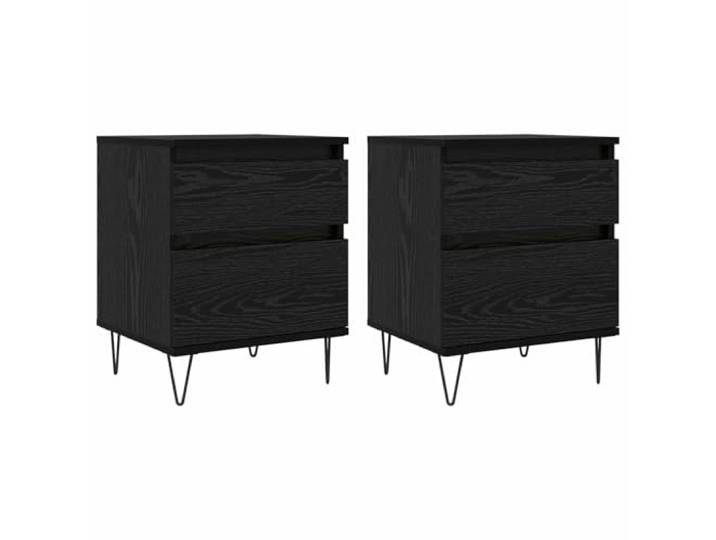 LMTYOENFG Nachttisch Bettschrank 40x35x50 cm Schwarz Eichen-Optik Kompakte Ablage für das Schlafzimmer mit 2 Schubladen für geordnete Aufbewahrung und alltägliche Griffbereitschaft.