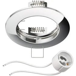 ledscom.de Deckeneinbaurahmen Circ Aluminium Einbaurahmen chrom (LED/Halogen/GU10/MR16/PAR16/50mm) inkl. GU10 Fassung