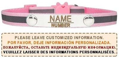 Uplift Essentials Reflective Personalized Breakaway Cat Collar pink