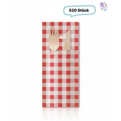Bestecktasche mit integrierter Serviette, 8,5 x 20 cm, 520 Stück, verschiedene Designs, unbedruckt